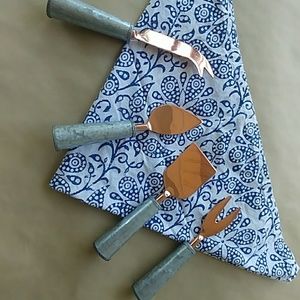 NIB,  India, Copper&Metal Cheese Set of 4